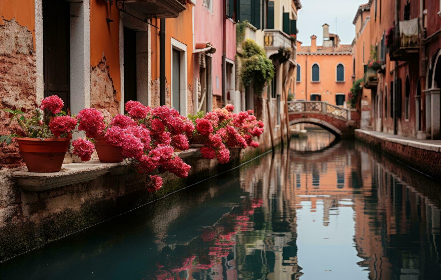 Italy lake with colorful house and water photo