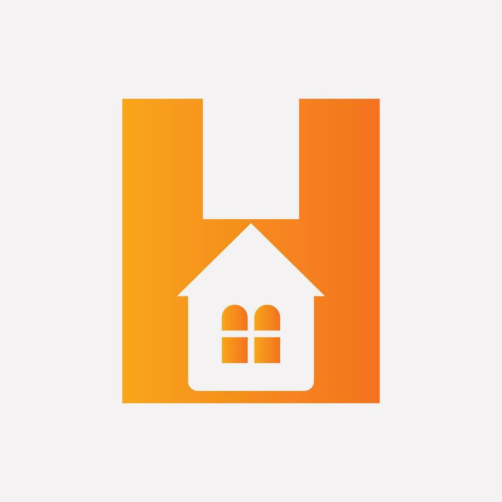 Letter H Home Logo Concept With House Icon For Real Estate Symbol vector