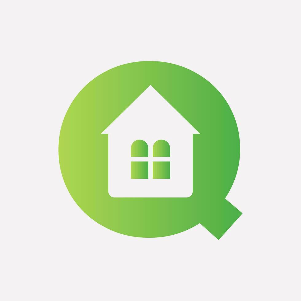 Letter Q Home Logo Concept With House Icon For Real Estate Symbol