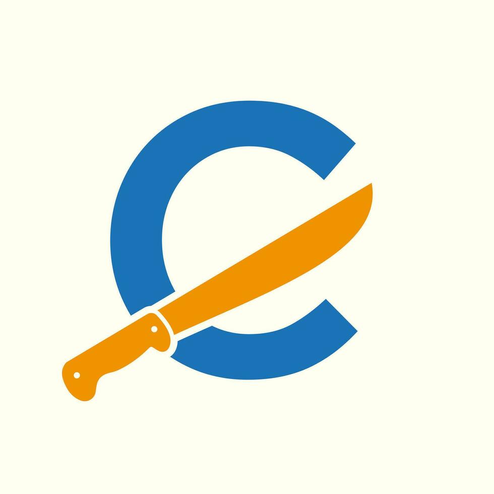 Letter C Knife Logo Design Vector Template Knife Symbol With Alphabet