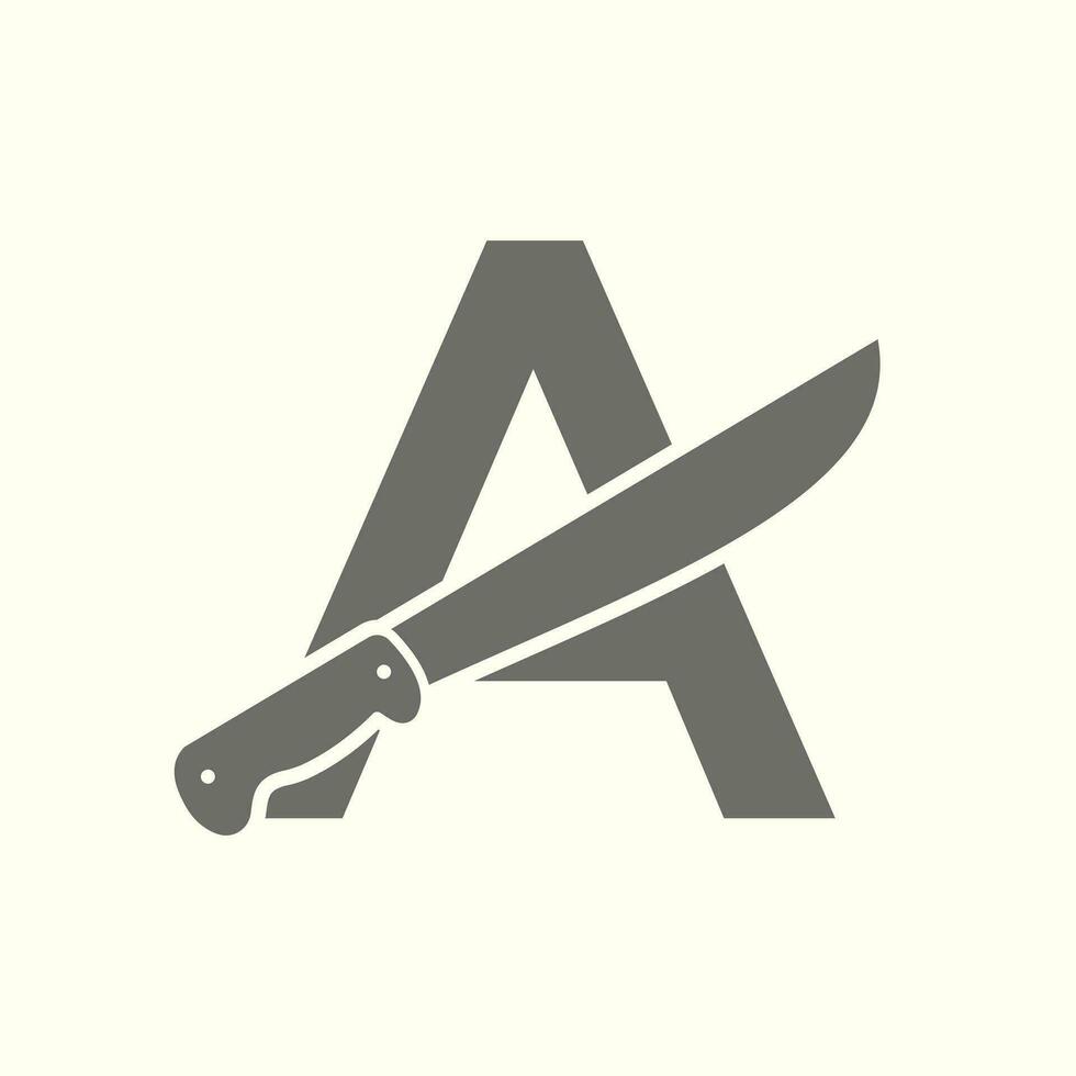 letra un cuchillo logo diseño vector modelo cuchillo símbolo con alfabeto