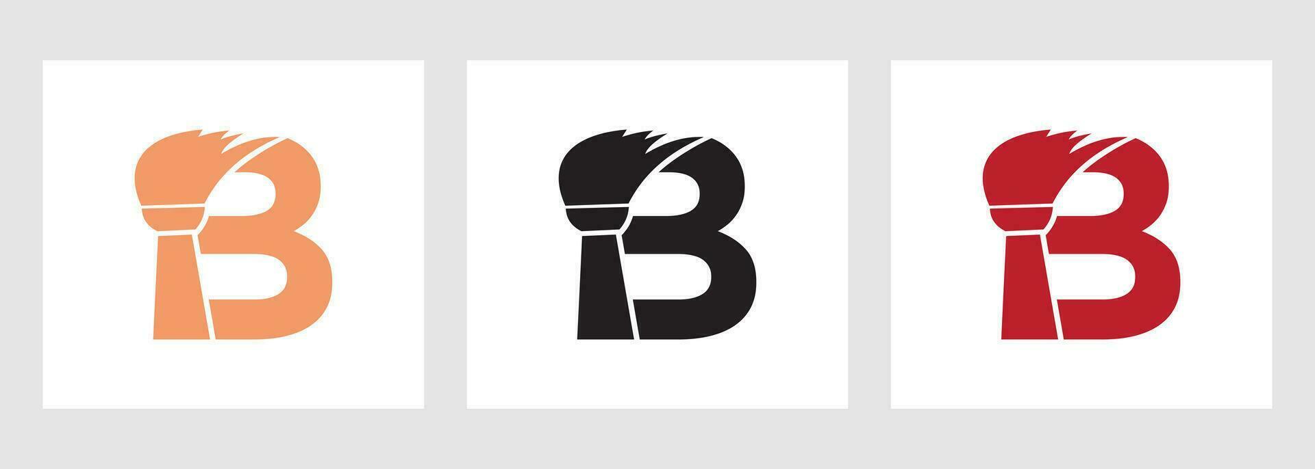 Letter B House Cleaning Logo Concept With Clean Brush Icon. Maid Service Symbol vector