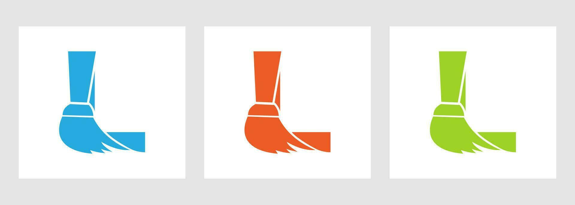 Letter L House Cleaning Logo Concept With Clean Brush Icon. Maid Service Symbol vector