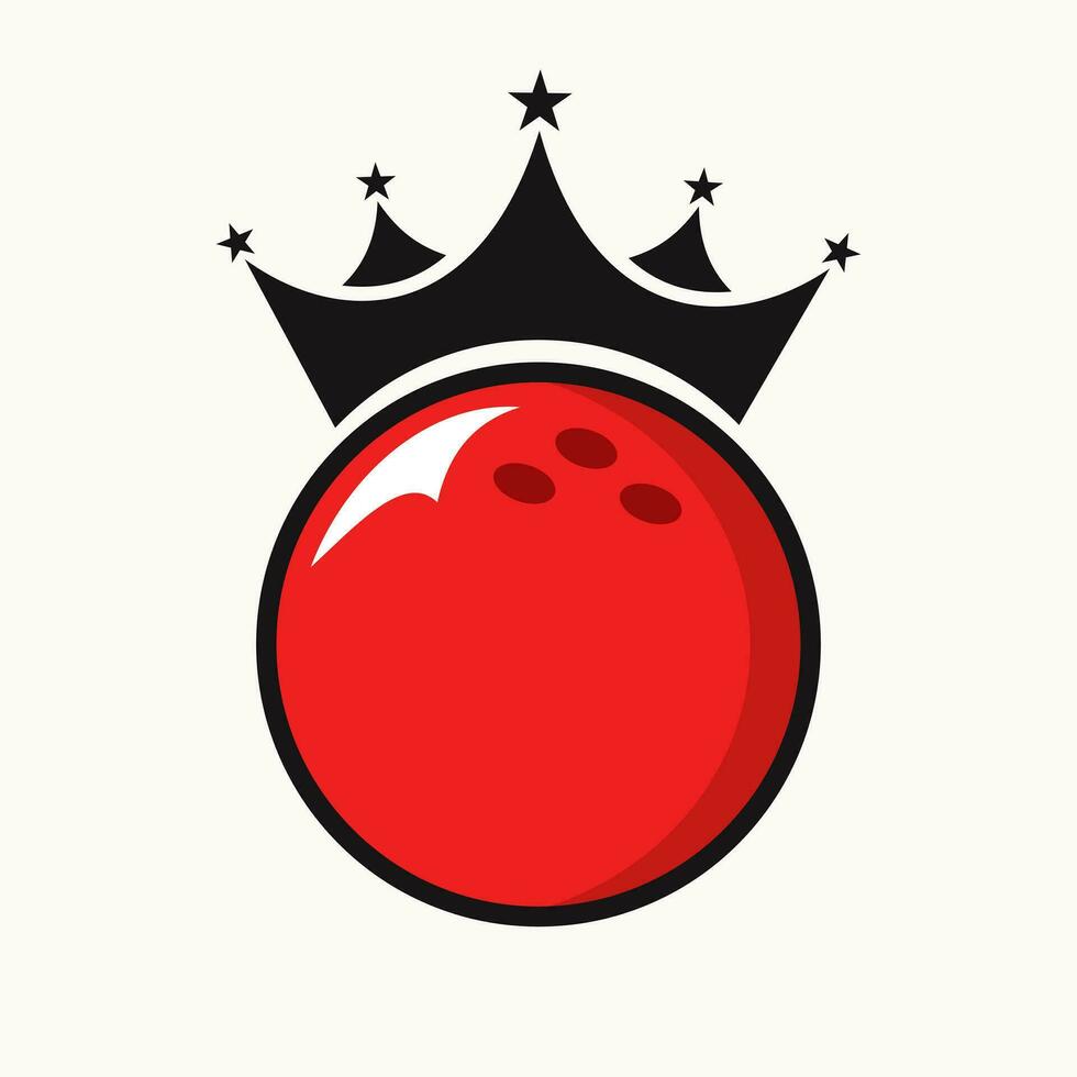 Bowling Logo Design Concept With Crown Icon. Bowling Winner Symbol vector