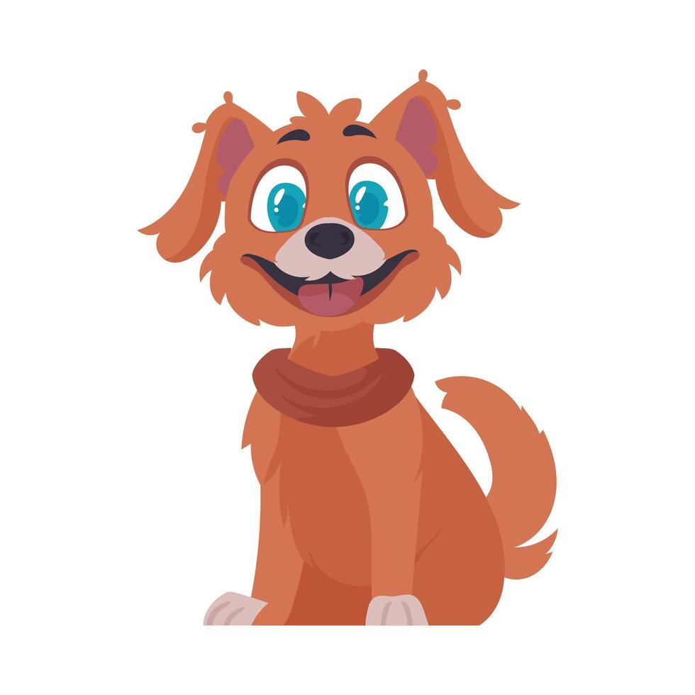 Funny red dog. Smiling dog. Cartoon style, illustration vector