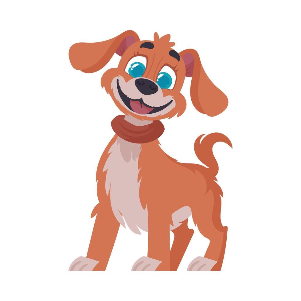 Funny red dog. Smiling dog. Cartoon style, illustration vector