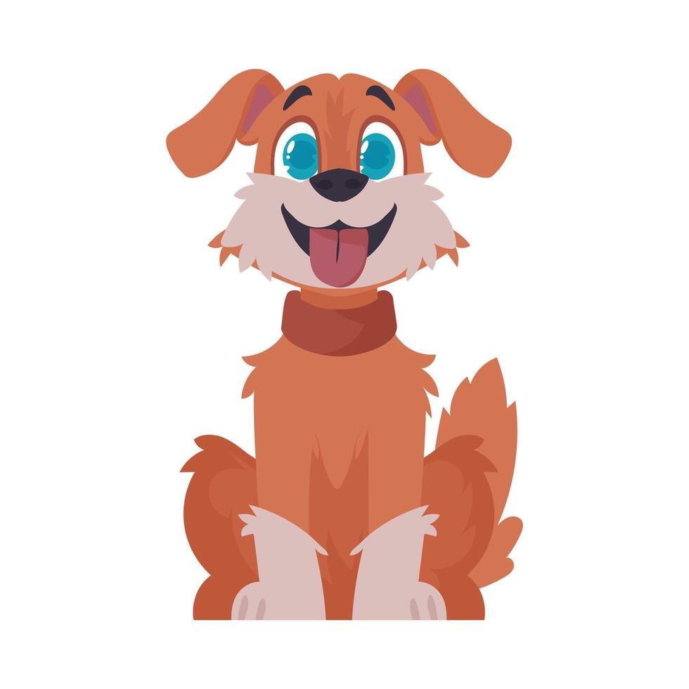Funny red dog. Smiling dog. Cartoon style, illustration vector
