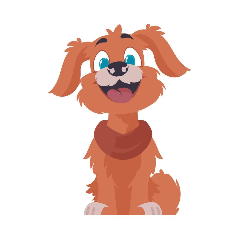 Funny red dog. Smiling dog. Cartoon style, illustration vector