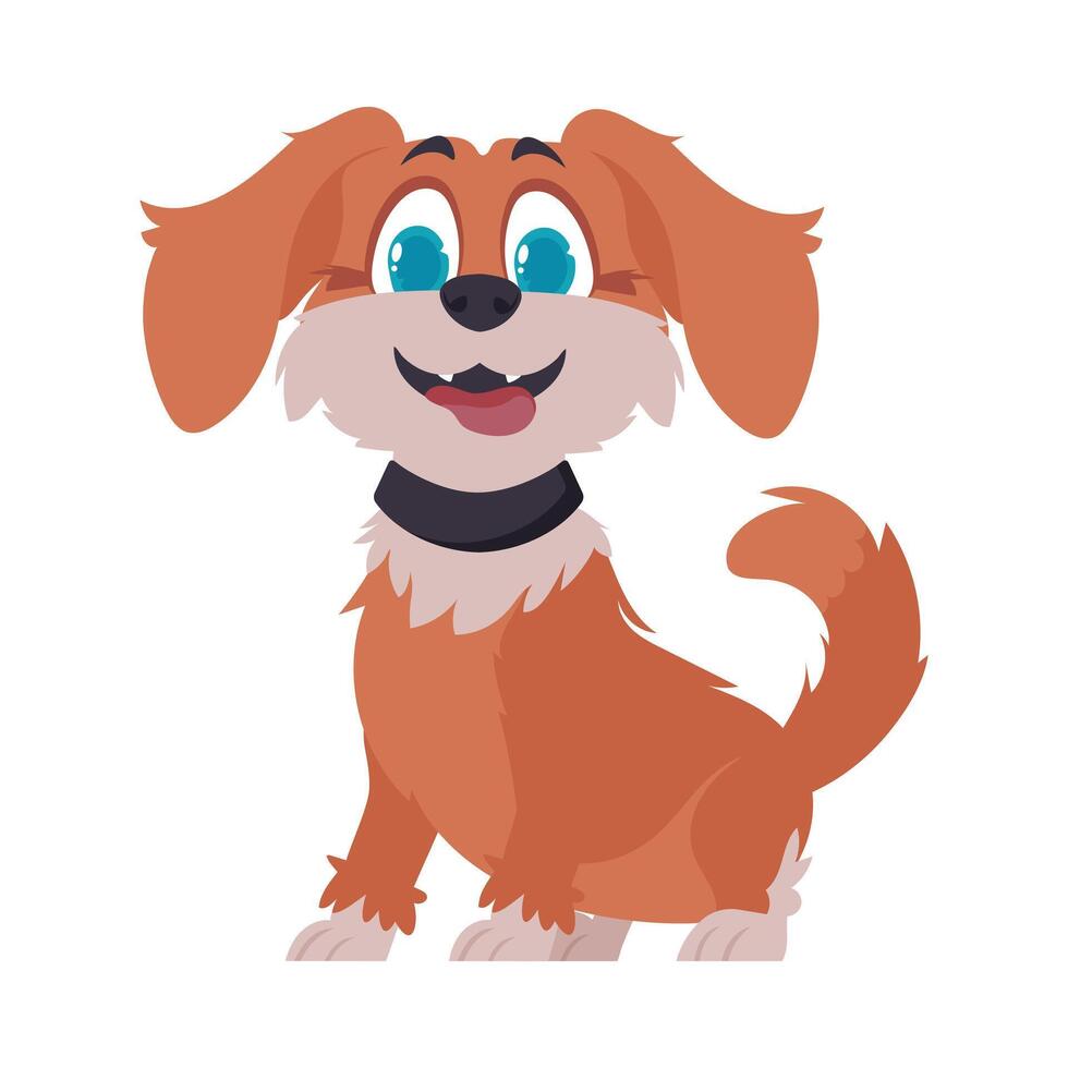 Funny red dog. Smiling dog. Cartoon style, illustration vector