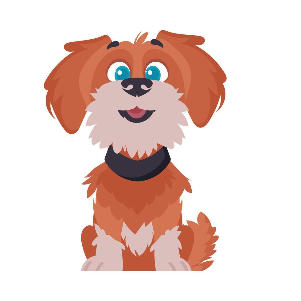 Funny red dog. Smiling dog. Cartoon style, illustration vector