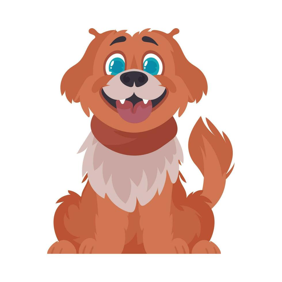 Funny red dog. Smiling dog. Cartoon style, vector illustration