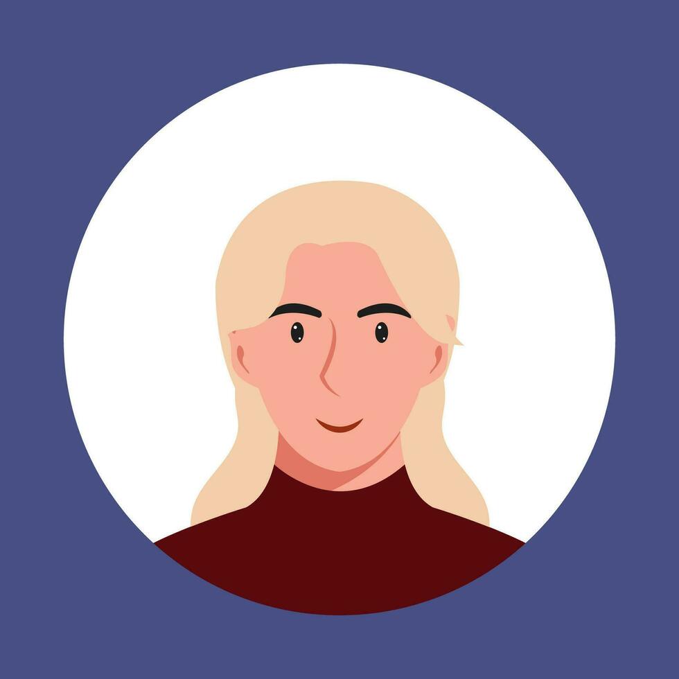 Circle the avatar with the portrait women of various races and hairstyles. Collection of user profiles. Round icon with happy smiling human. Colorful flat vector illustration.