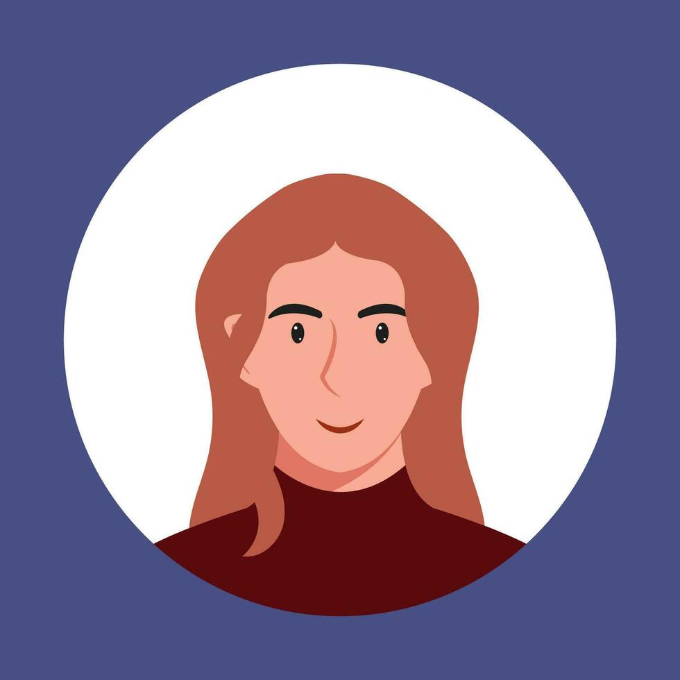 Circle the avatar with the portrait women of various races and hairstyles. Collection of user profiles. Round icon with happy smiling human. Colorful flat vector illustration.