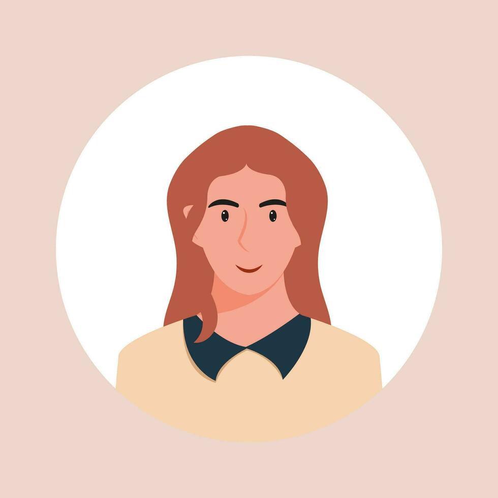 Circle the avatar with the portrait women of various races and hairstyles. Collection of user profiles. Round icon with happy smiling human. Colorful flat vector illustration.