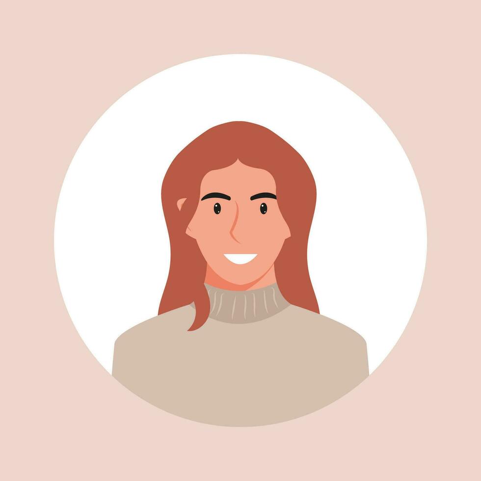 circulo el avatar con el retrato mujer de varios Razas y peinados colección de usuario perfiles. redondo icono con contento sonriente humano. vistoso plano vector ilustración.