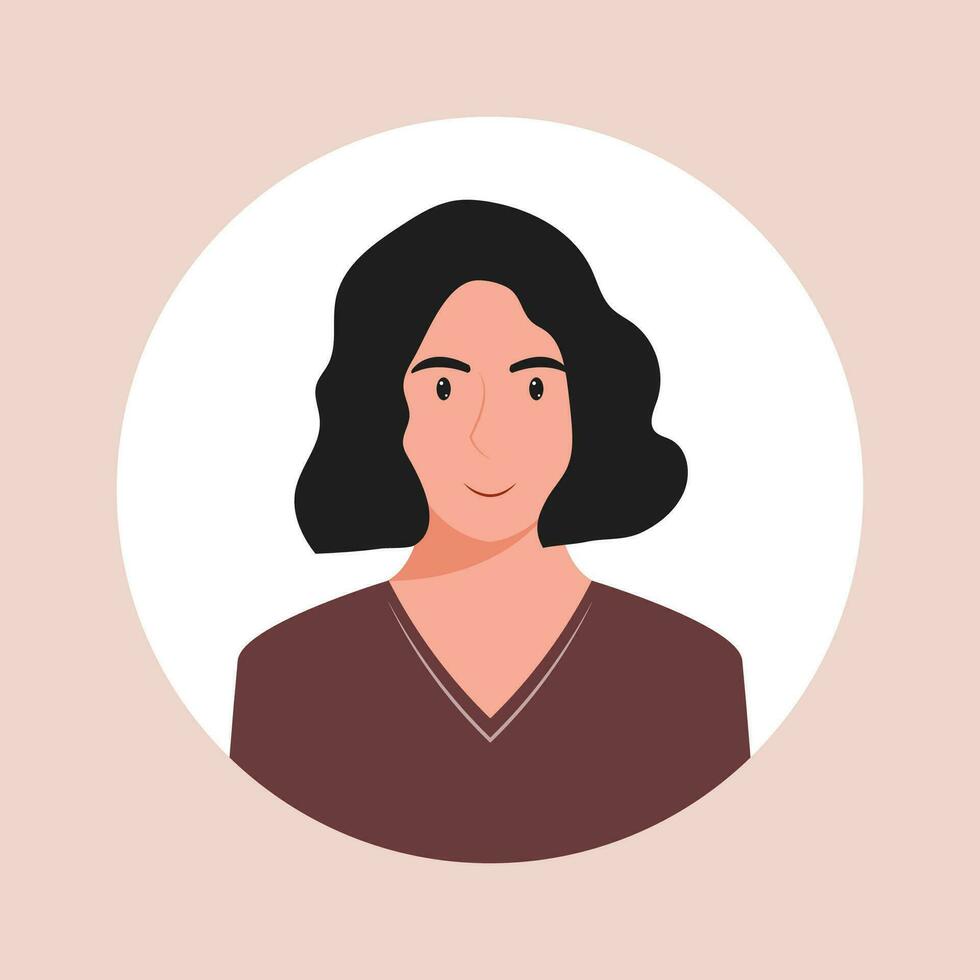 Circle the avatar with the portrait women of various races and hairstyles. Collection of user profiles. Round icon with happy smiling human. Colorful flat vector illustration.