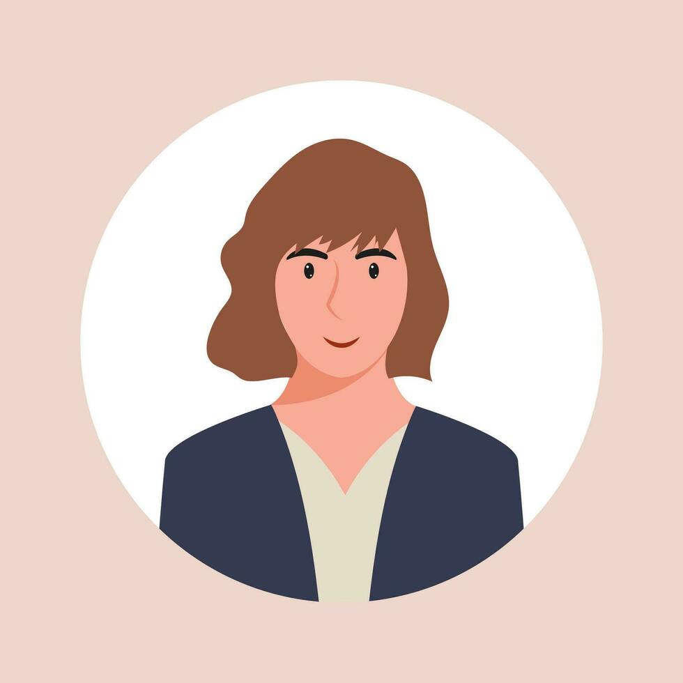 circulo el avatar con el retrato mujer de varios Razas y peinados colección de usuario perfiles. redondo icono con contento sonriente humano. vistoso plano vector ilustración.