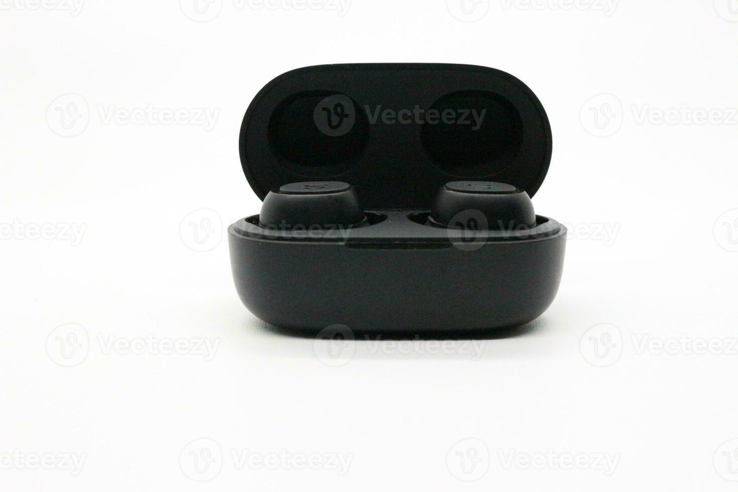 Black bluetooth earphones photo
