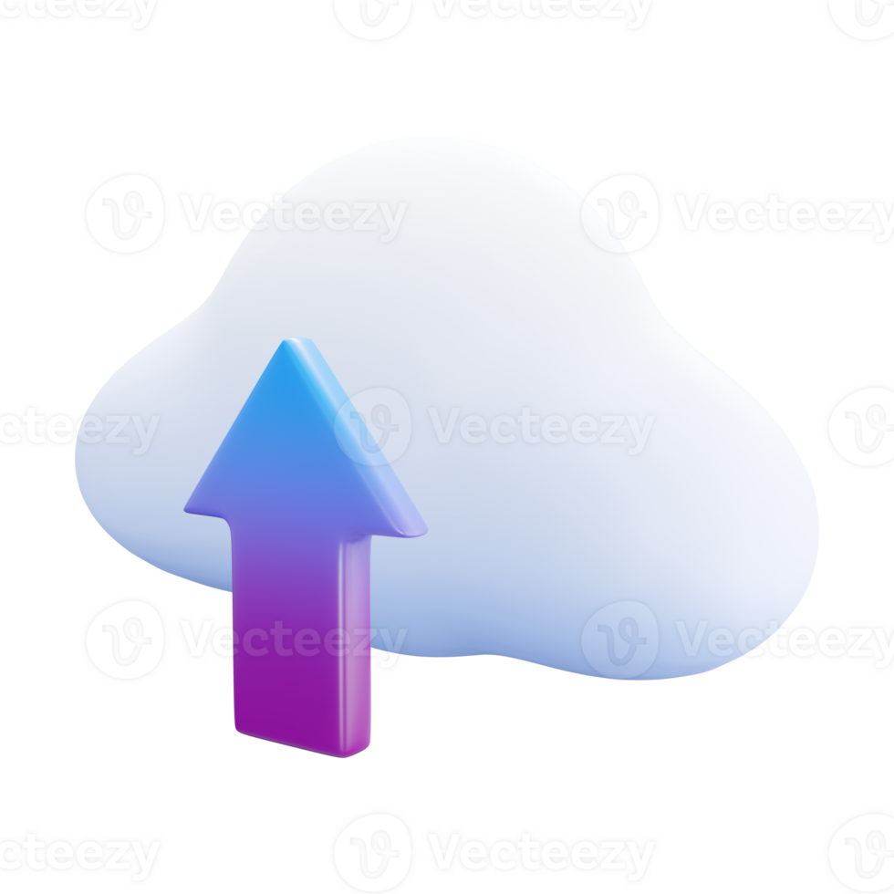Upload icon in the cloud transparent backgrounds 3d rendering png