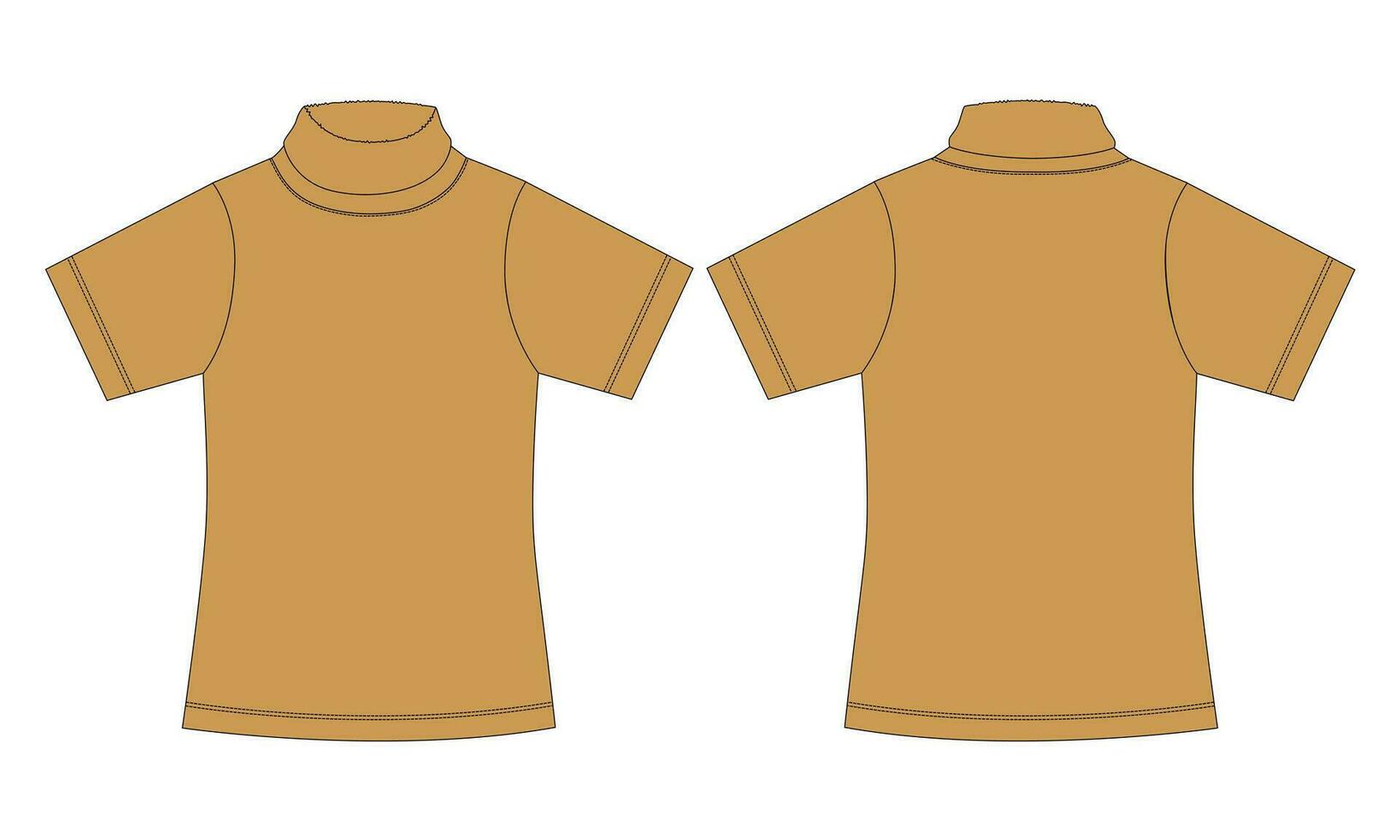 corto manga t camisa con estar arriba collar técnico dibujo Moda plano bosquejo vector ilustración modelo para señoras