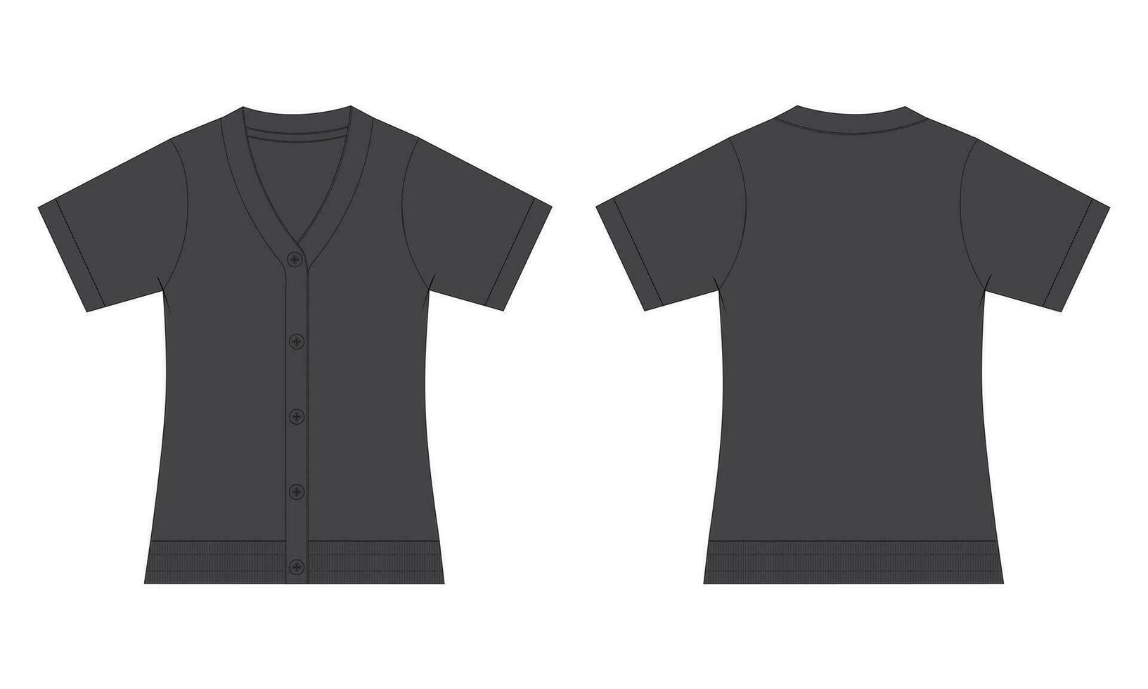 Cardigan technical drawing fashion flat sketch vector illustration template  for ladies