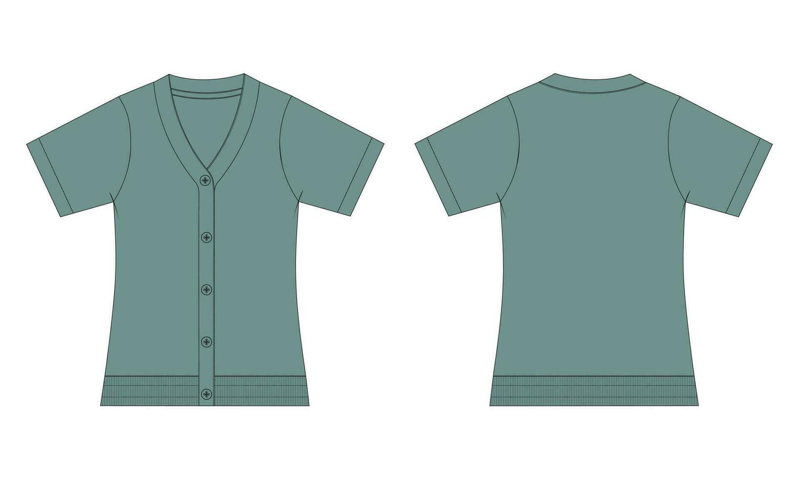 Cardigan technical drawing fashion flat sketch vector illustration template  for ladies