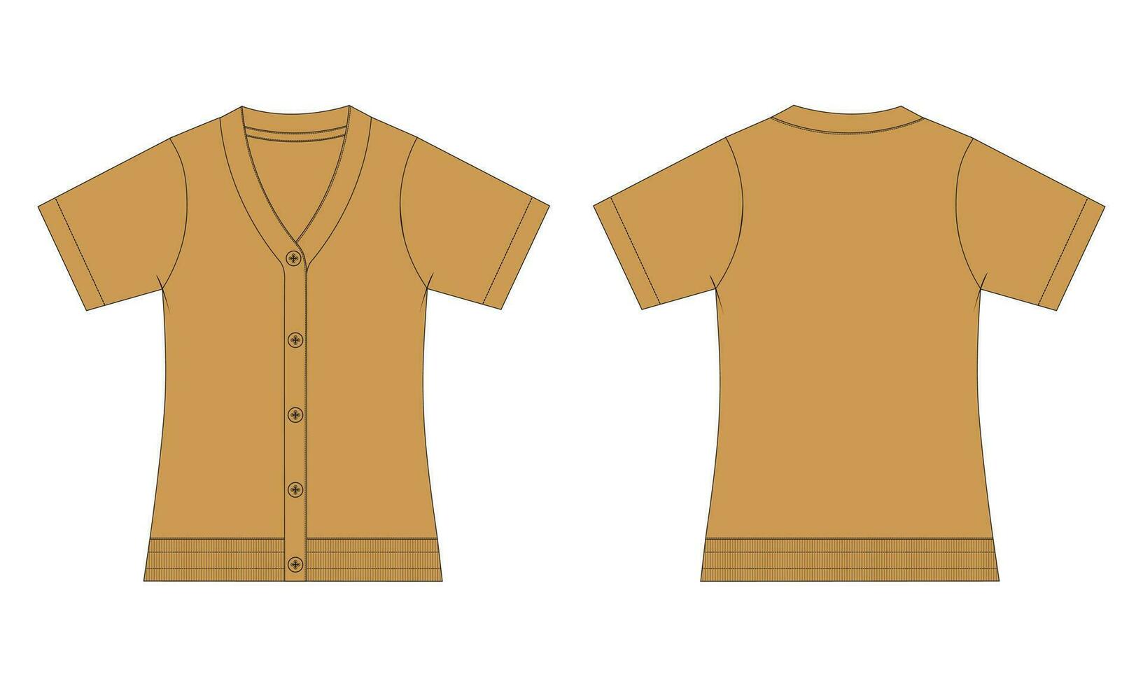 Cardigan technical drawing fashion flat sketch vector illustration template  for ladies