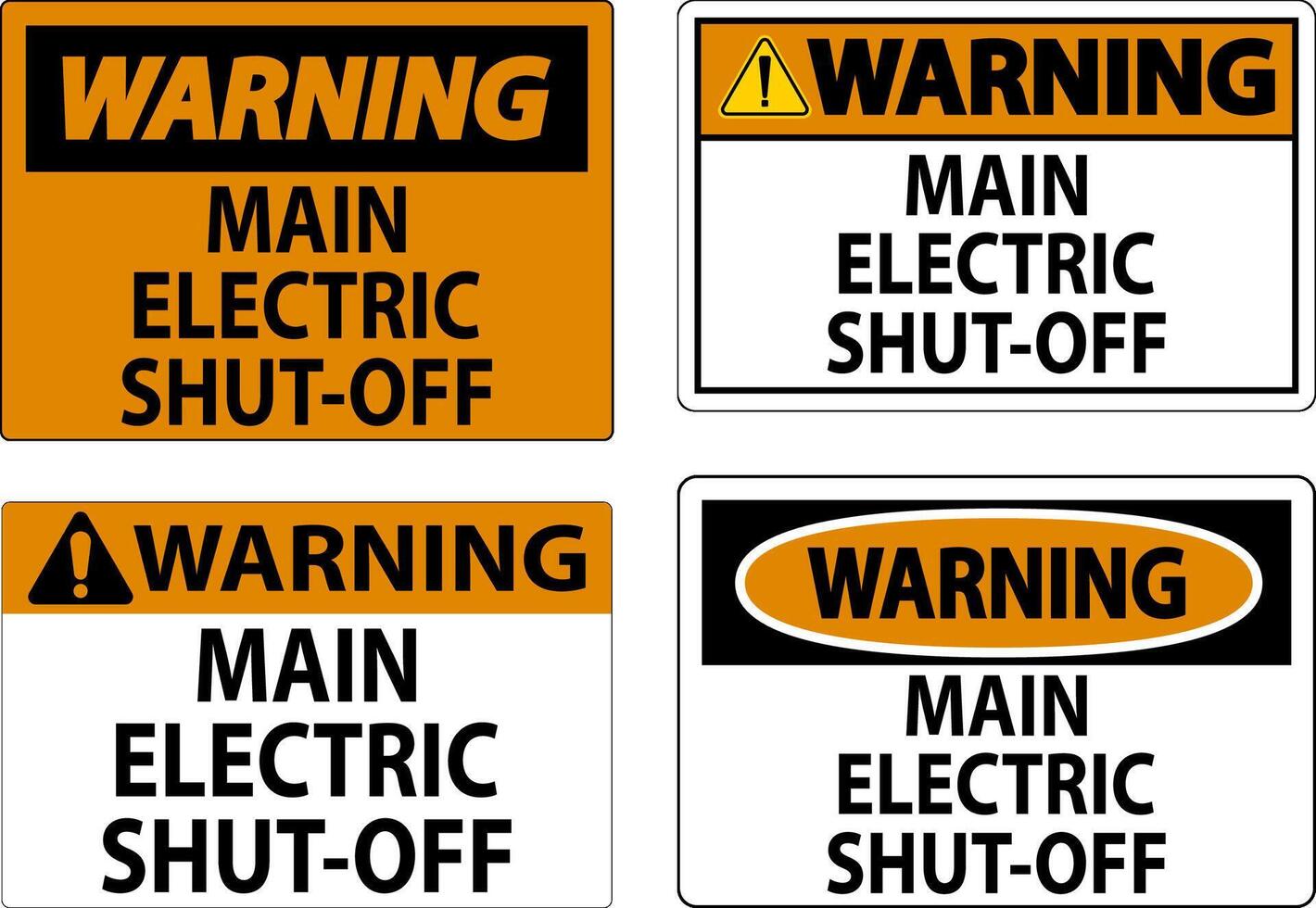 Warning Sign Main Electric Shut-Off vector