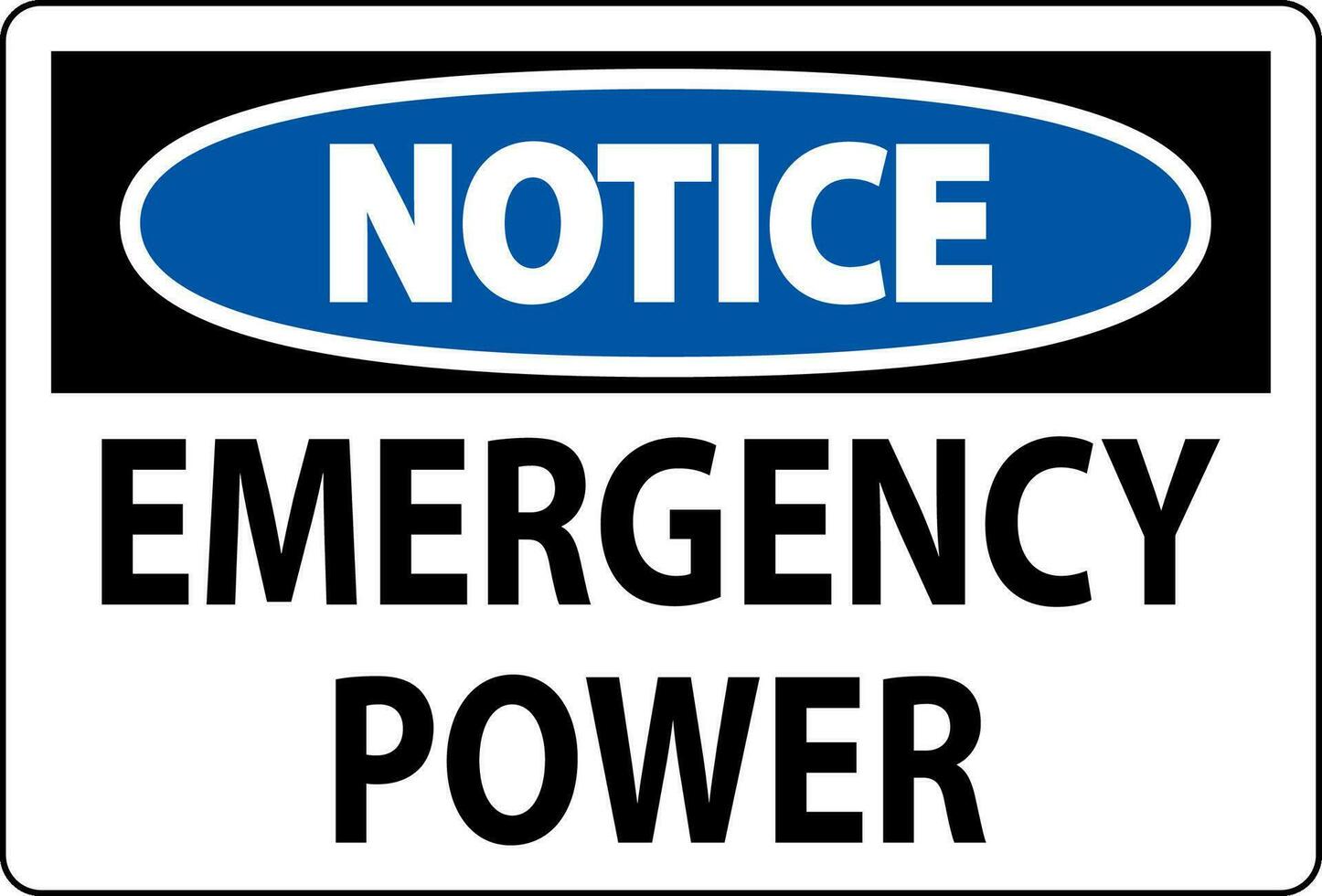 Notice Sign Emergency Power vector