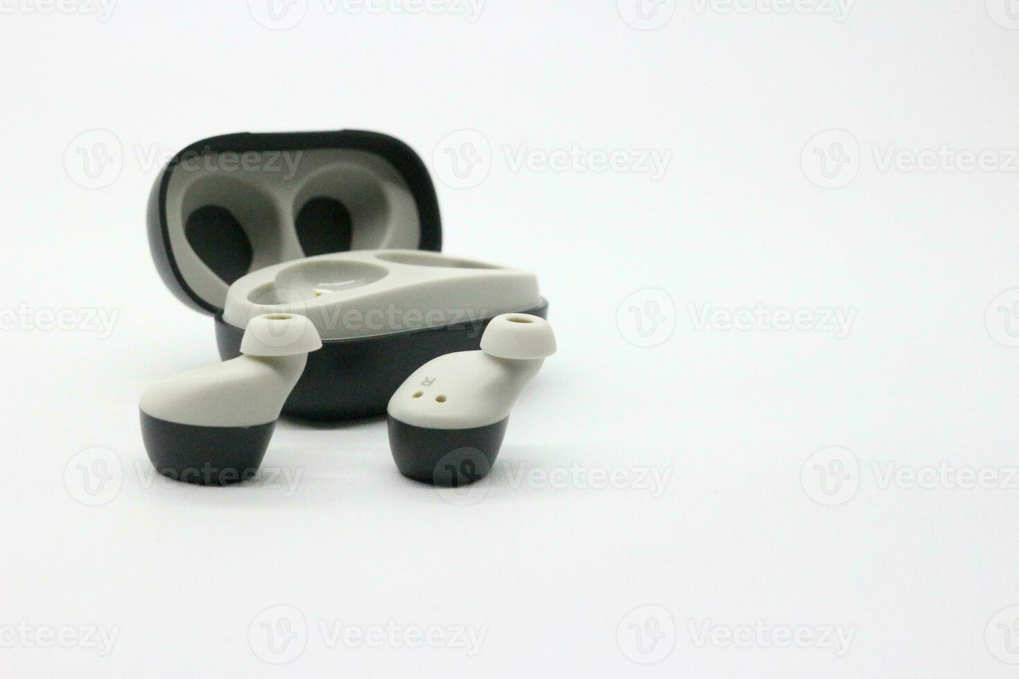 Black bluetooth earphones photo