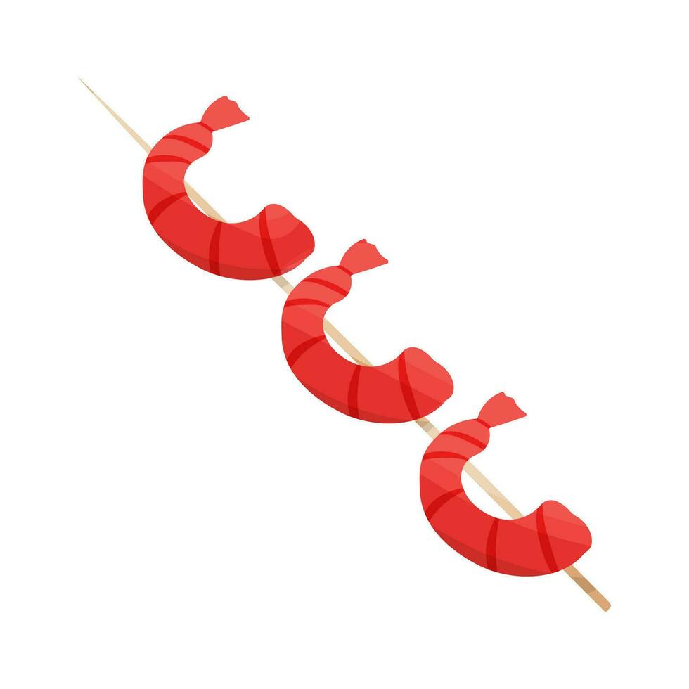 shrimp kebab bbq fry food icon element vector