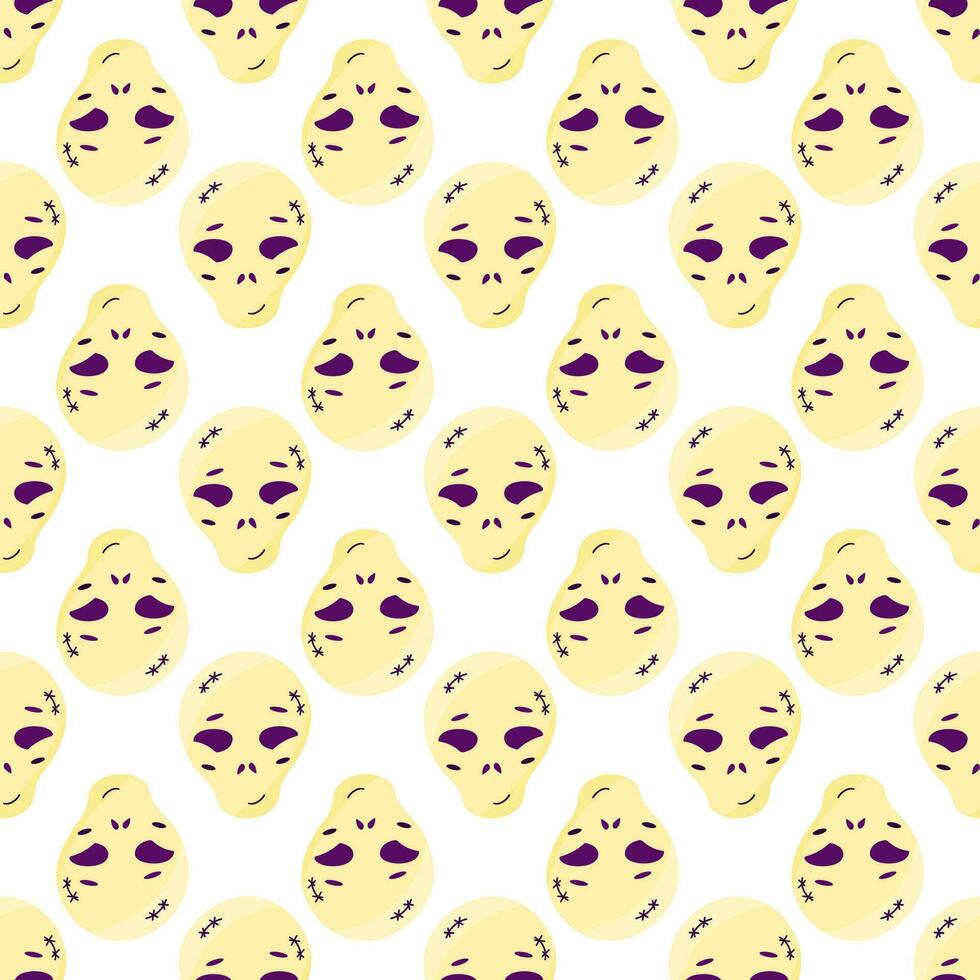 halloween skull emotion color scary pattern vector