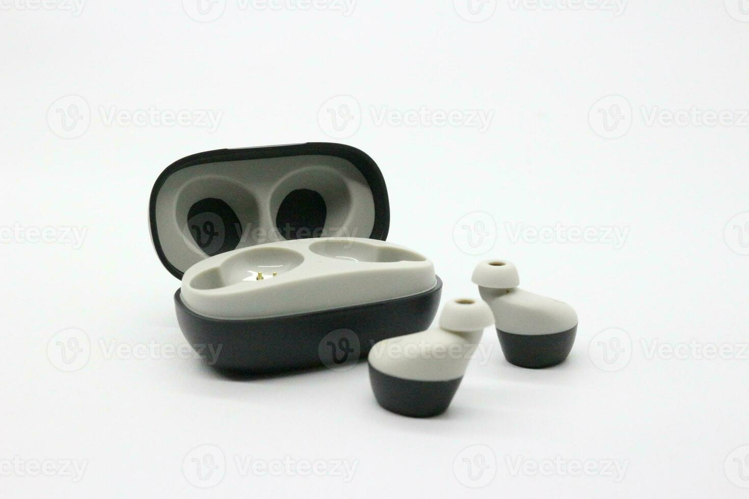 Black bluetooth earphones photo