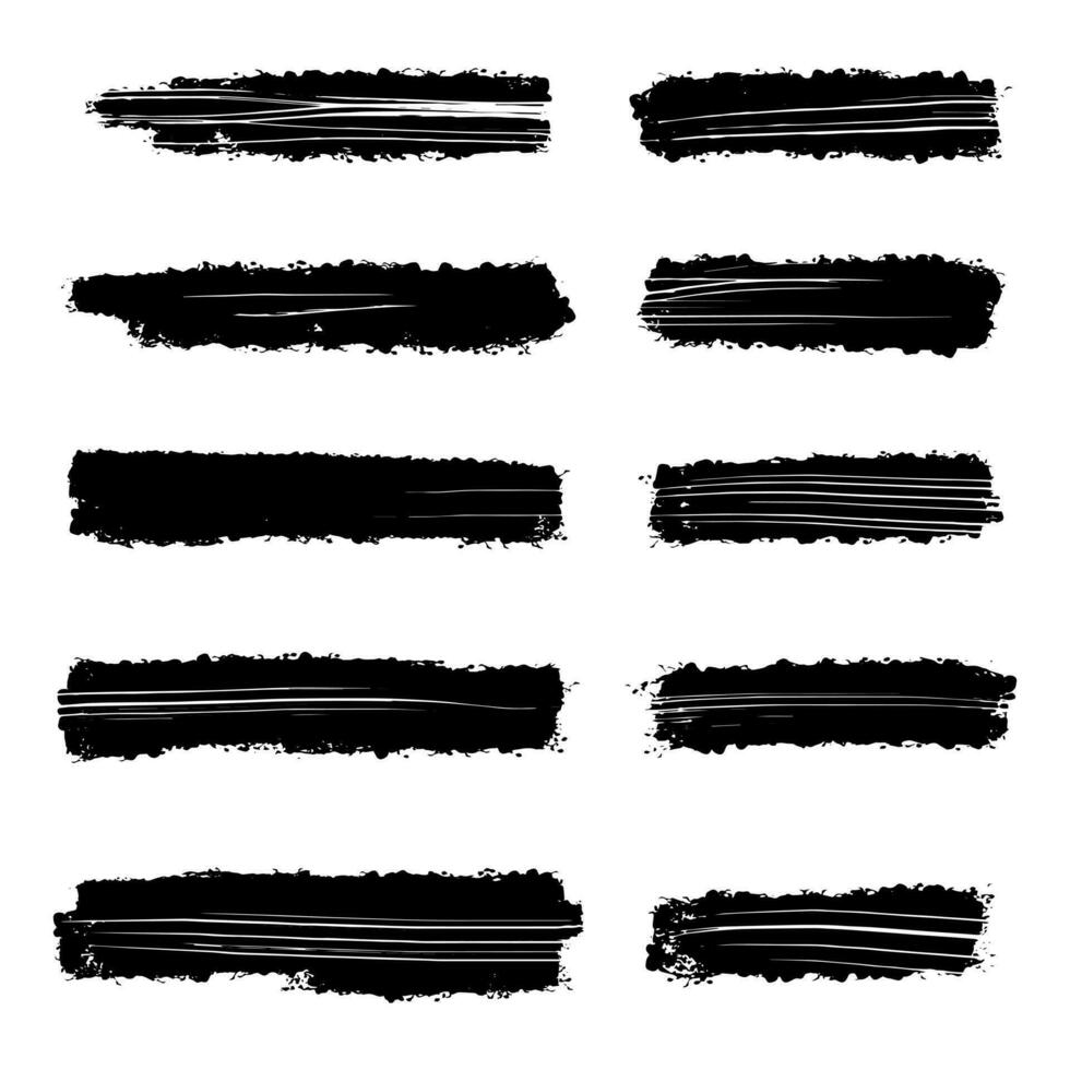 Black Distress Brushes. Grunge Texture. Splash Banner. vector illustration.