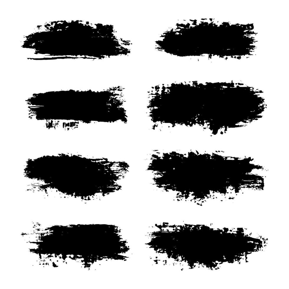 Black Distress Brushes. Grunge Texture. Splash Banner. vector illustration.