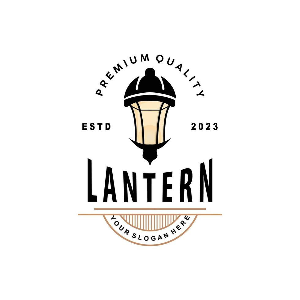 Lantern Logo Design Street Lamp Simple Classic Vintage Symbol Illustration Template vector