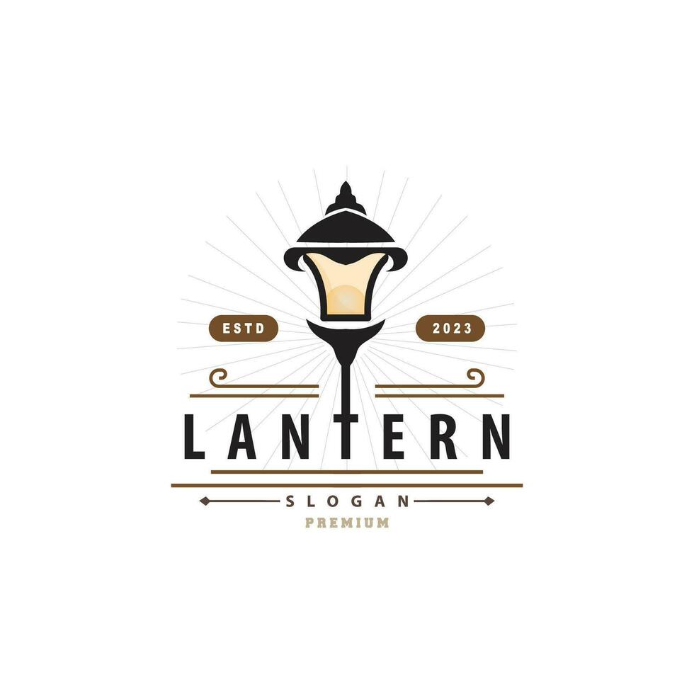Lantern Logo Design Street Lamp Simple Classic Vintage Symbol Illustration Template vector
