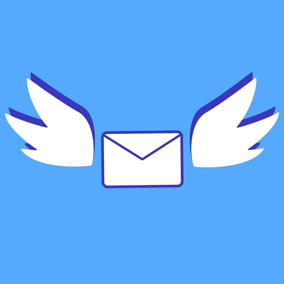 Flying envelope with wings vector illustration. Flying closed envelope logo icon.