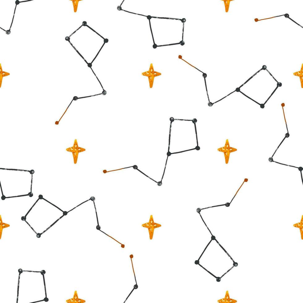 Hand drawn space seamless pattern. Space background. Space doodle chuldish illustration. Endless pattern with cartoon space rockets, planets, stars, moon, clouds, solar system, ufo vector