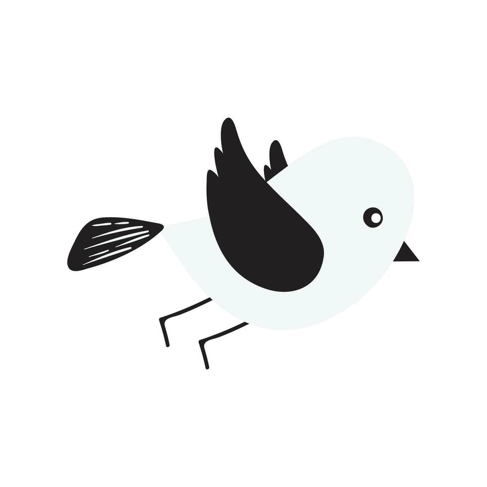 Monochrome bird doodle for decoration. Cartoon cute bird illustration. Hand-drawn bird illustration. vector