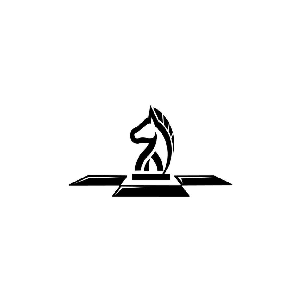 chess logo design stock and illustration. Black Chess Knight Horse Stallion Statue Sculpture silhouette logo design vector