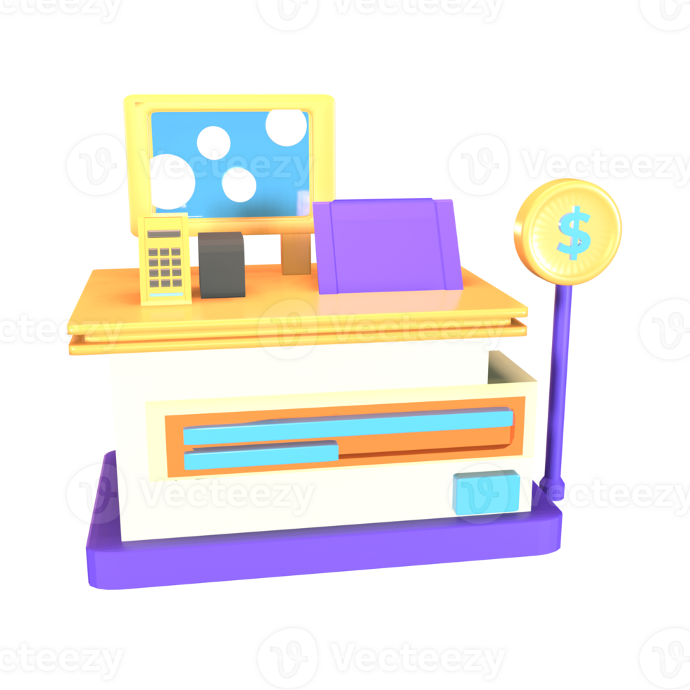 3D icon ticket counter rendered isolated on the transparent background png