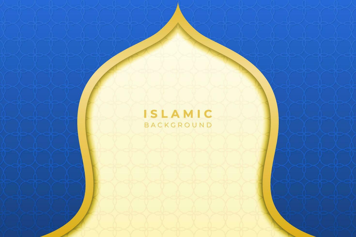 VECTOR BACKGROUND ISLAMIC IN CURVED AND FRAMED WITH ORNAMENTS, WITH CREAM AND BLUE MAIN COLORS, SUITABLE FOR WALLPAPERS, PRESENTATIONS, RAMADHAN, IED, POSTERS AND RELIGIOUS CELEBRATIONS.