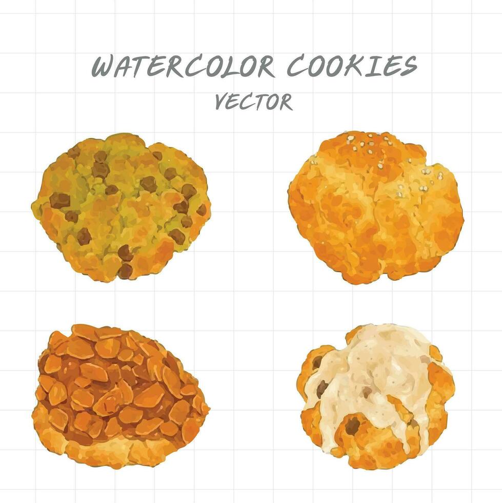 acuarela galletas vector ilustración