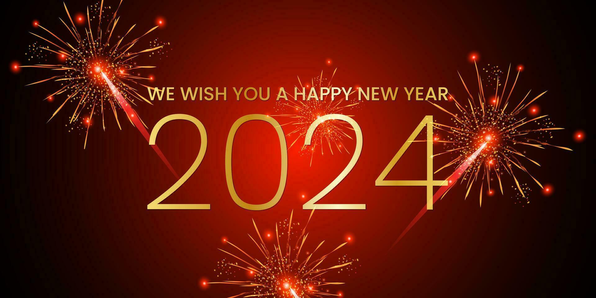 Happy new year 2024 letters banner. Vector art and illustration. can use for, landing page, template, ui, web, mobile app, poster, banner, flyer, background