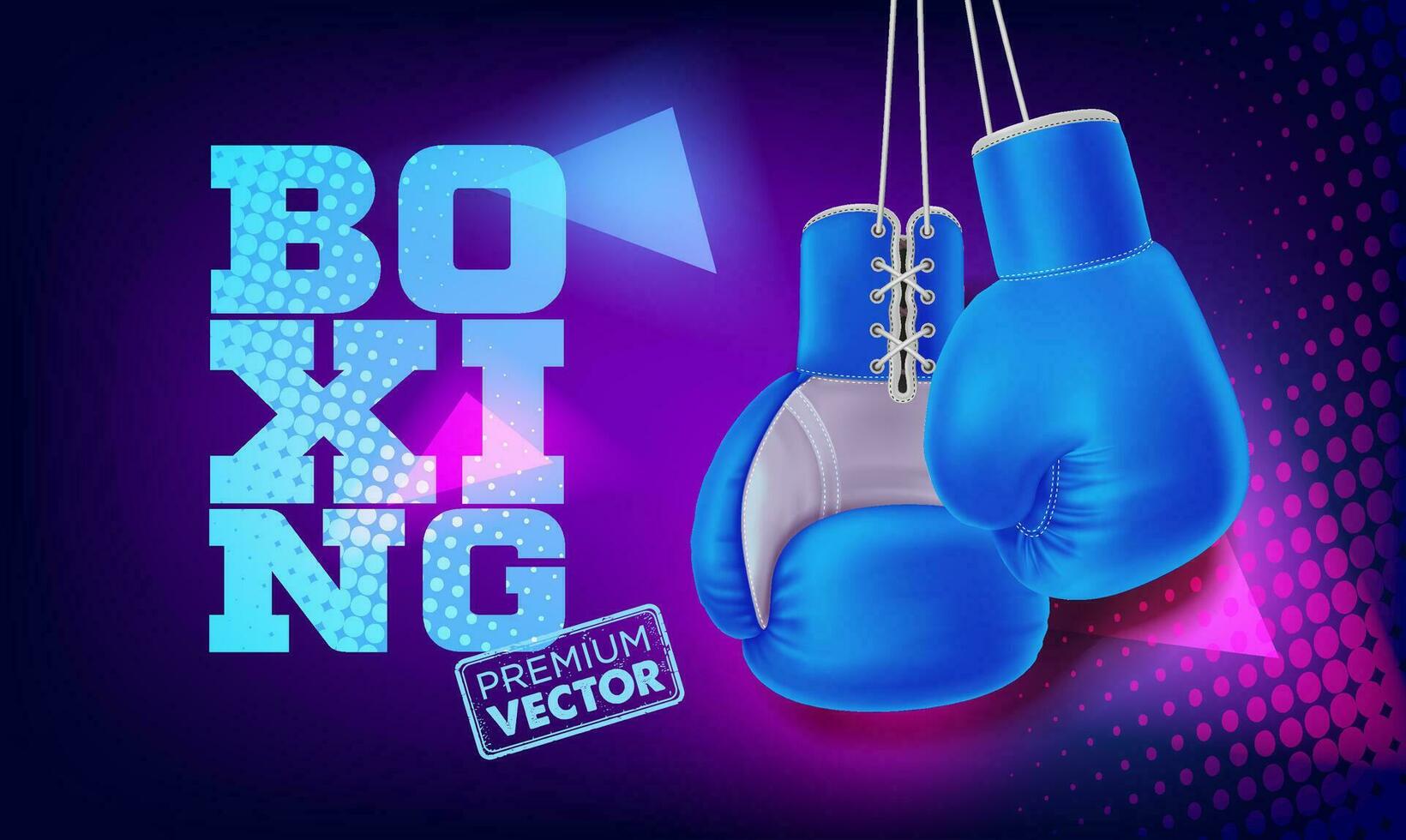 Hanging Blue boxing gloves. Realistic red double fist vector boxer for punch training 3d vector