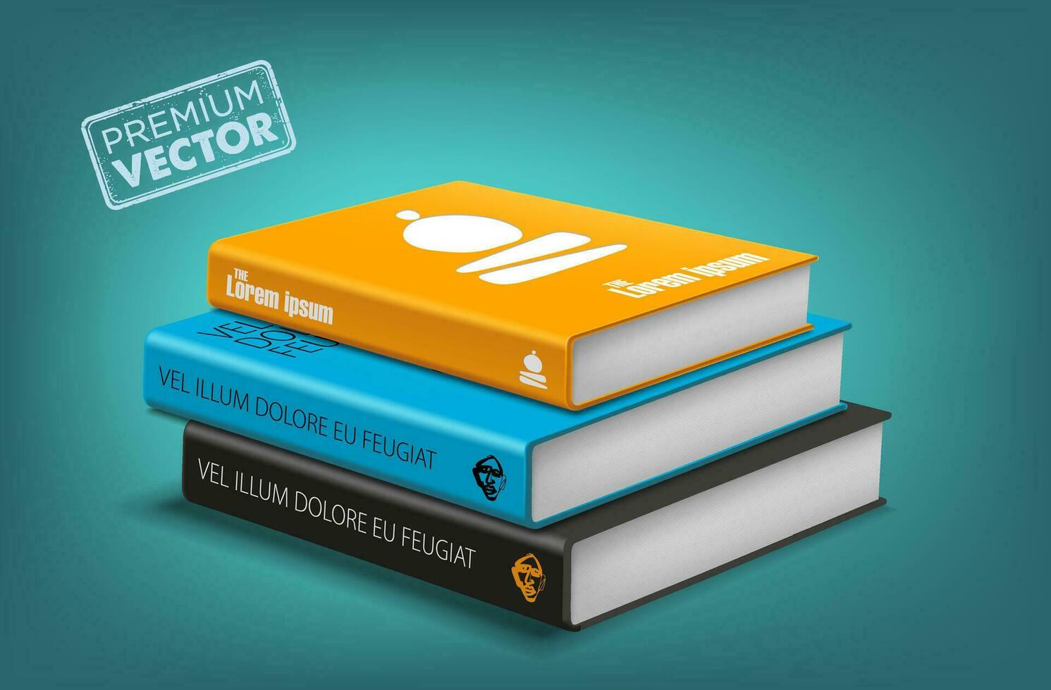 Horizontal stack of colorful books. Educational design with stack of books. Set of book icons in flat design style. Back to School vector