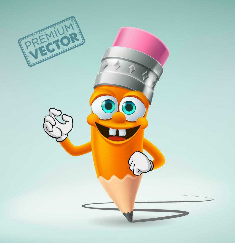 Cute Pencil character cartoon vector, back to school vector