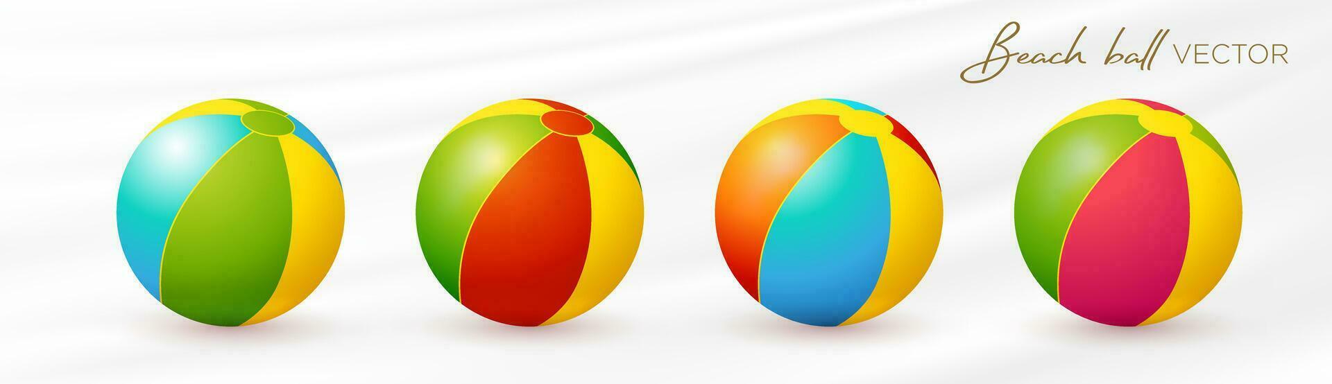 Beach balls colorful blue, yellow, green, red, orange vector