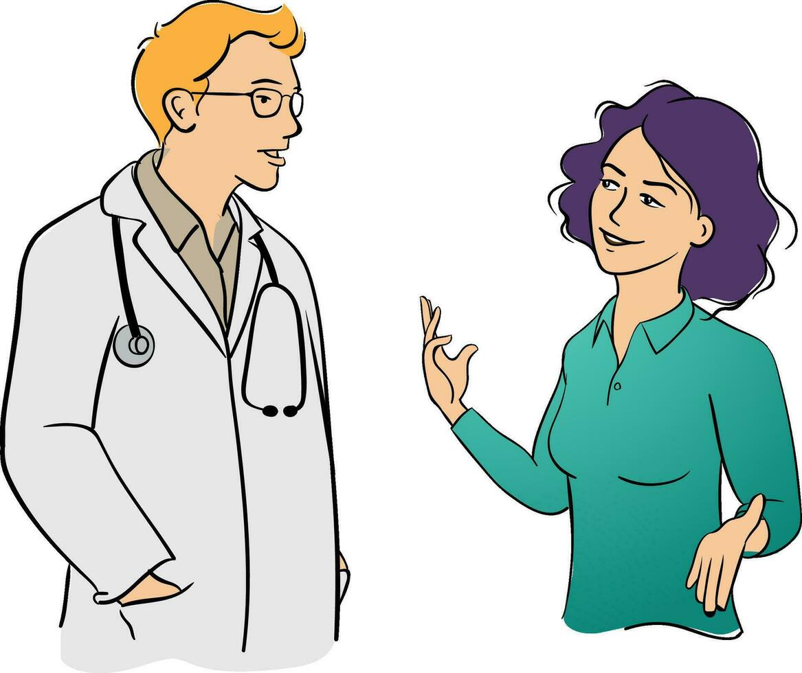 Female patient male doctor talking vector